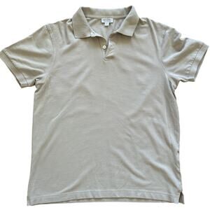 Sunspel Beige Tan Khaki Riviera Bond Short Sleeve Collared Polo Shirt